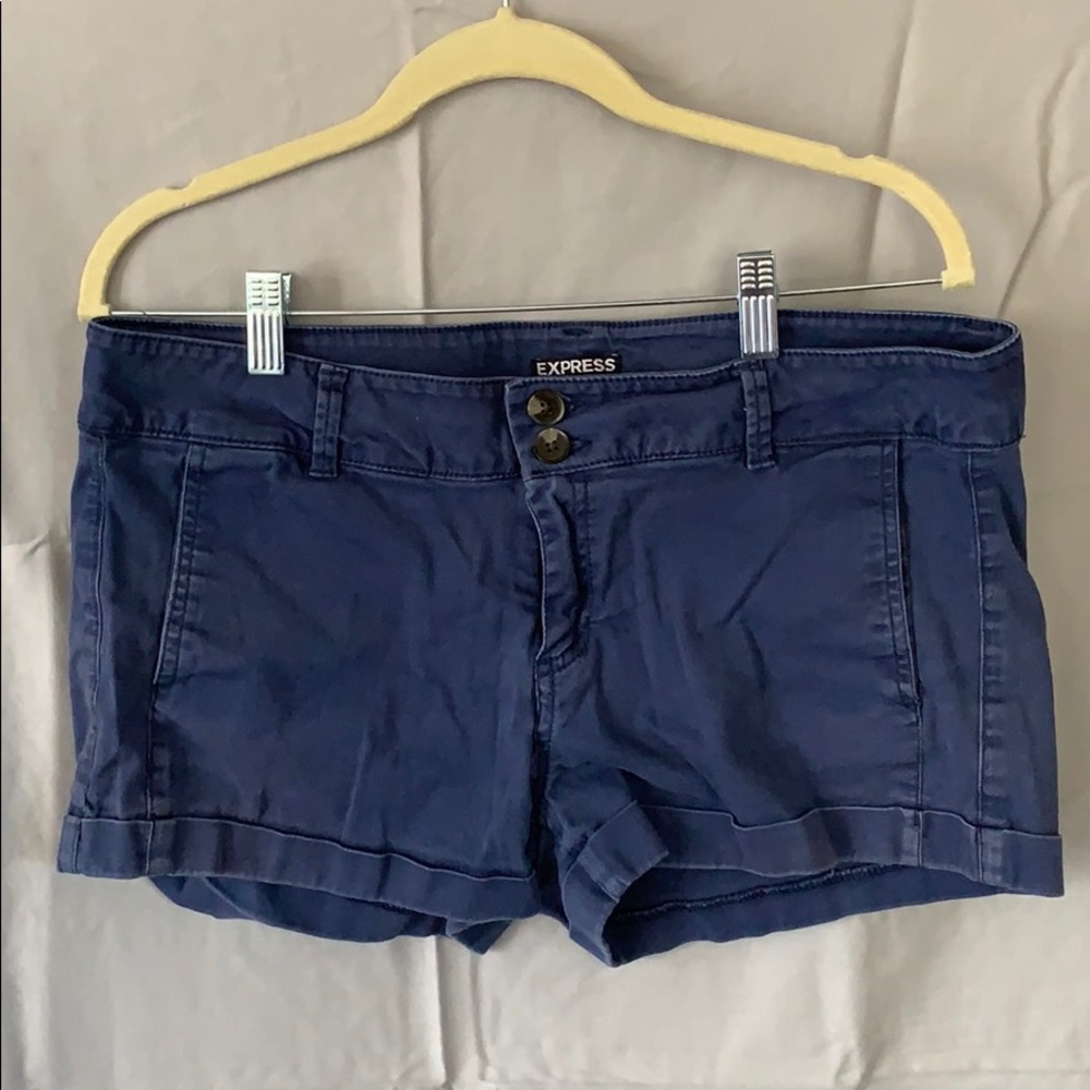 Express navy blue cuffed shorts, size 12